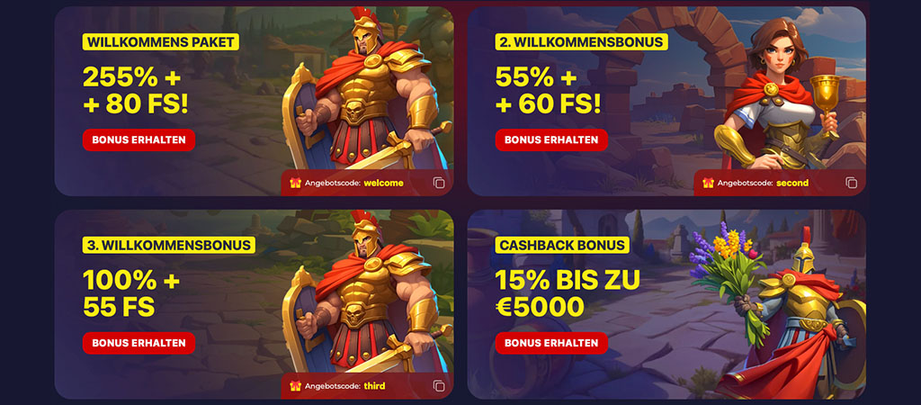 Willkommensbonus,  Freispiele, Cashback, bis zu 5000 €, Casino Slota, Bonuscode, Krieger