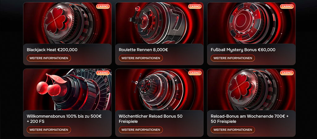 Revolution Casino, Blackjack Heat, Roulette Rennen, Fußball Bonus, Willkommensbonus, Reload Bonus, Freispiele, Angebote