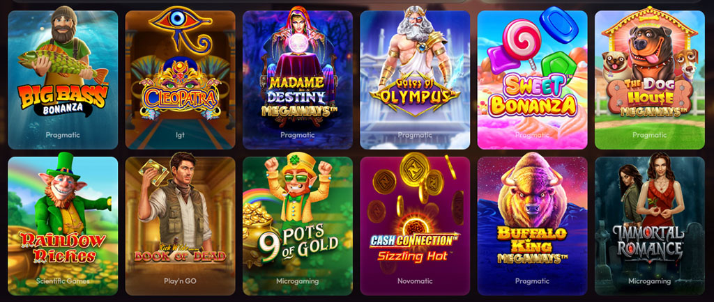 Mad Casino beliebte Slots, Big Bass Bonanza, Madame Destiny Megaways, Gates of Olympus, Sweet Bonanza, The Dog House Megaways