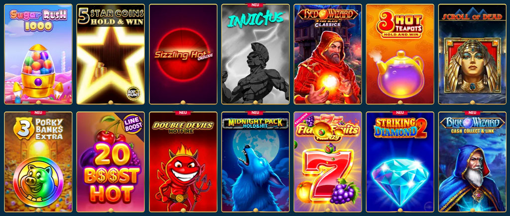Online Slots, Spielautomaten, Aquawin, Sugar Rush, Sizzling Hot, Invictus, Icy Wizard, Wild Hot, Midnight Pack, Blue Wizard