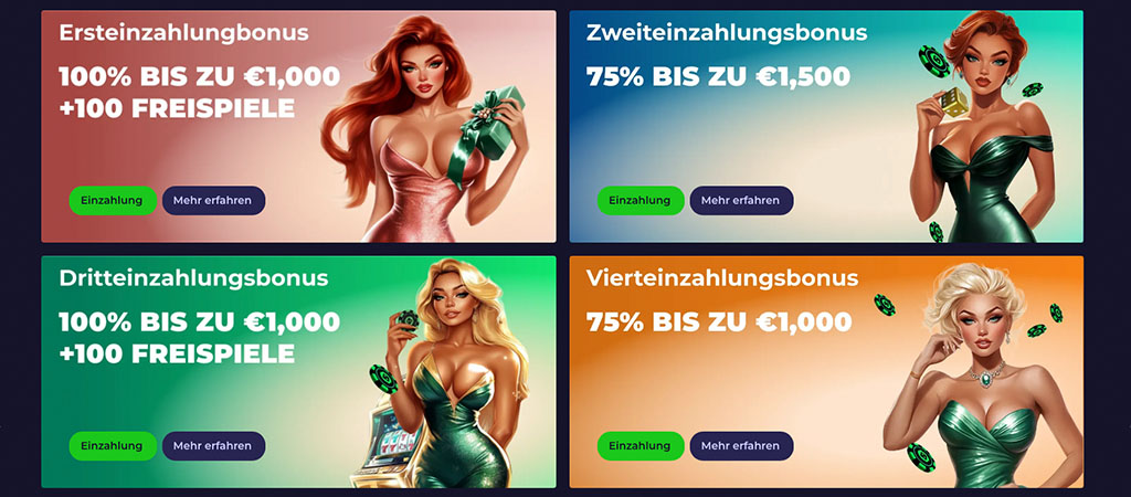 Spinoloco Casino Bonusseite, ErsteinzahlungsbonFreispiele, Vierteinzahlungsbonus