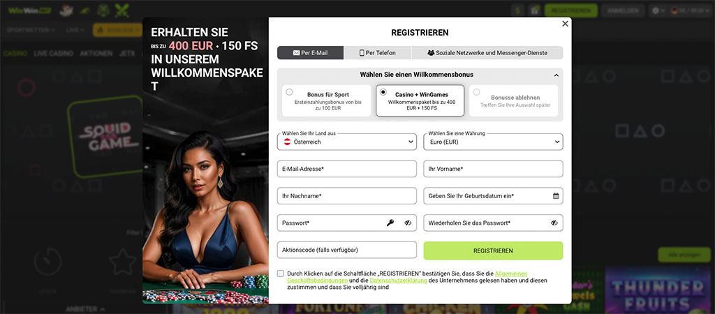 Registrierung - schneller Prozess, Beste Boni und Casinos