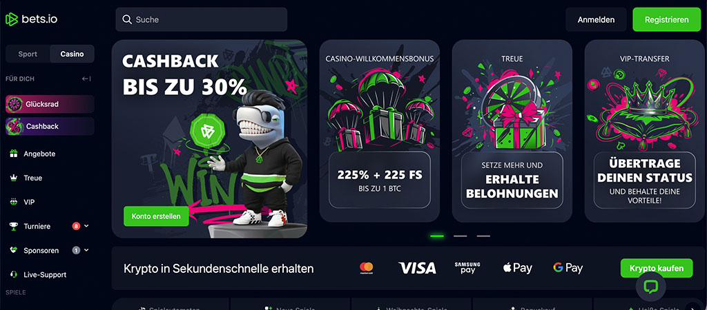 Betsio, Frischer und moderner Casino Bewertung