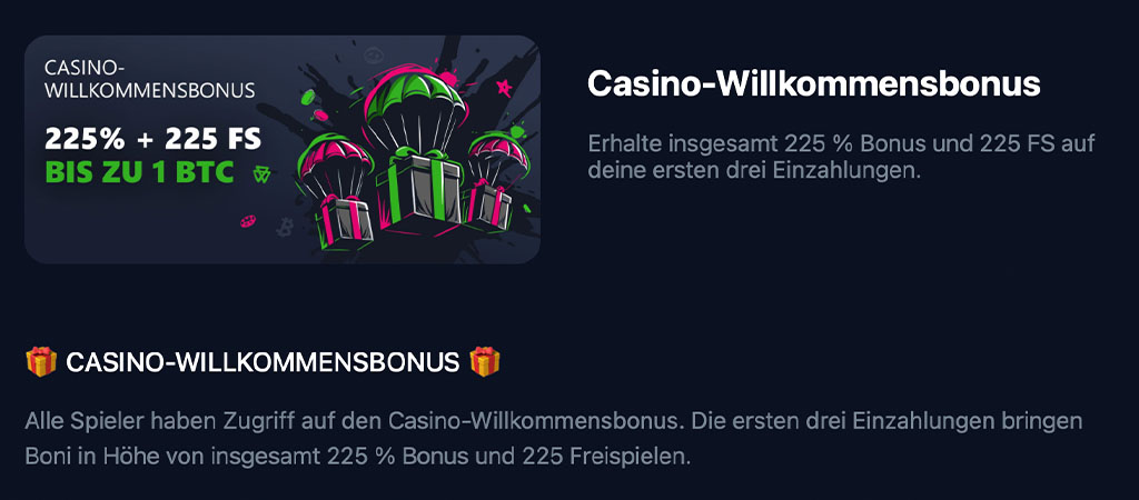 Betsio, Willkommensbonus, Freispiele