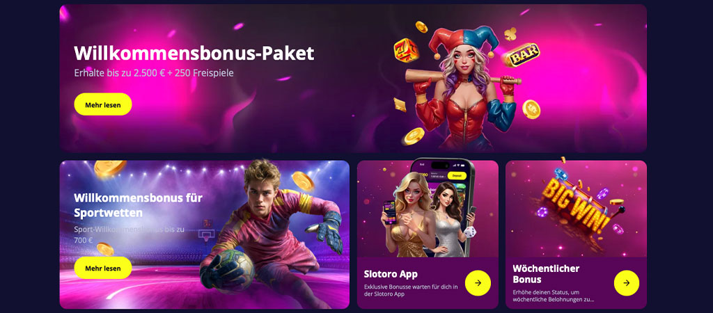 Slotoro Casino, Freispiele, No Deposit Bonus bei Slotoro
