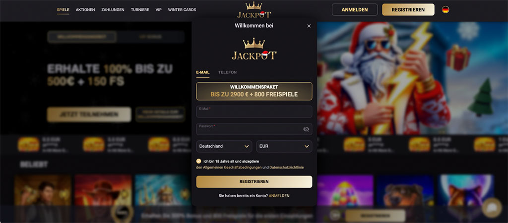 Registrierungsprozess bei Jack Pot Österreich