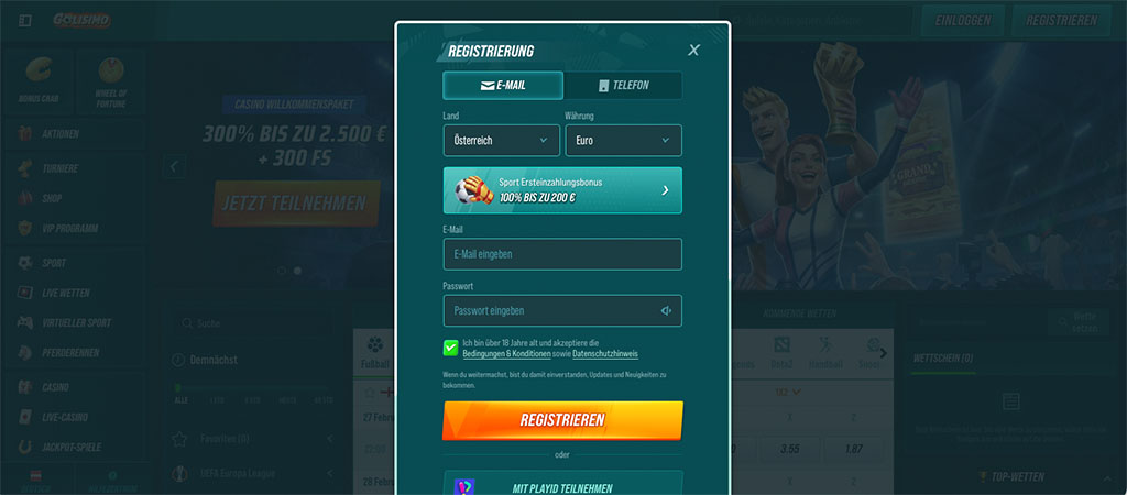 Registrierung und Anmeldung bei Golisimo – Schnell und einfach