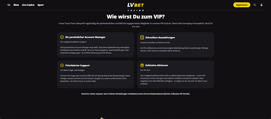 VIP Club und LVBet Punkte im LVBet Casino