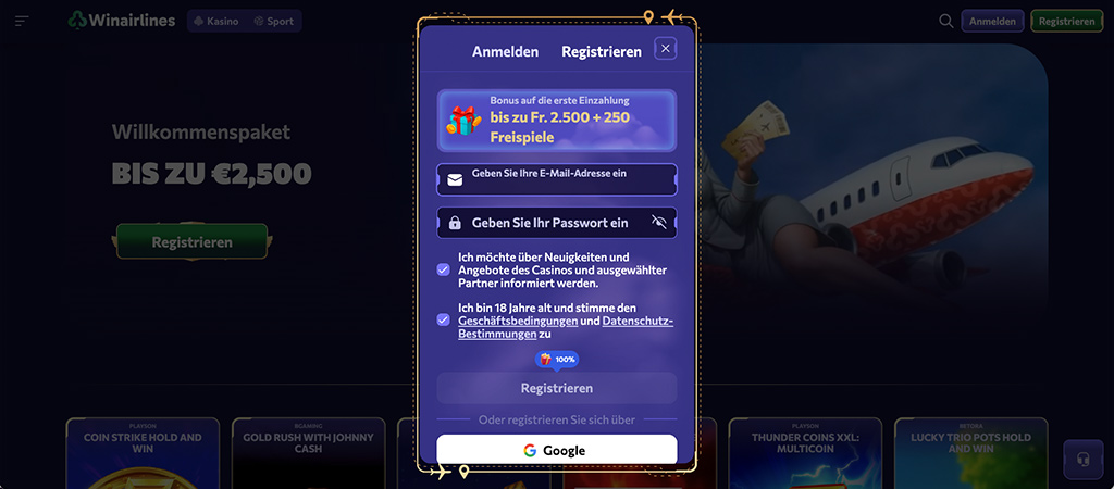 Registrierung und Kontoeröffnung, mobilne casino
