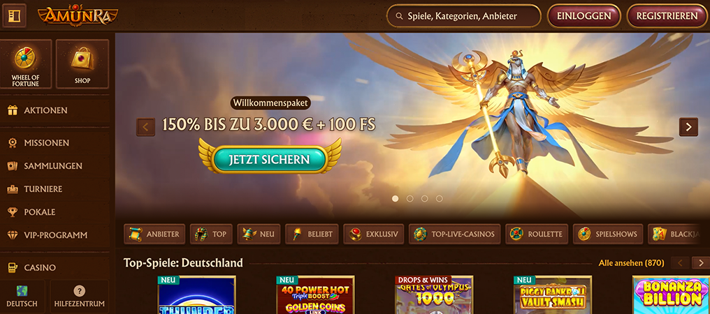 Amunra Casino Bewertung 2026, sind die Götter Ägyptens seriös