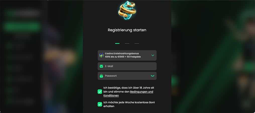 Registrierung, Zip Casino Österreich