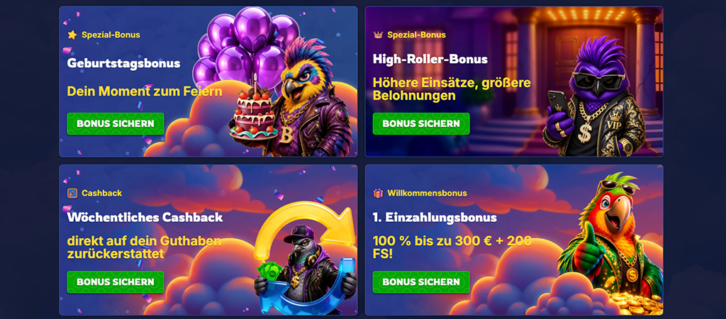 Freispiele, BirdSpin, Willkommensbonus